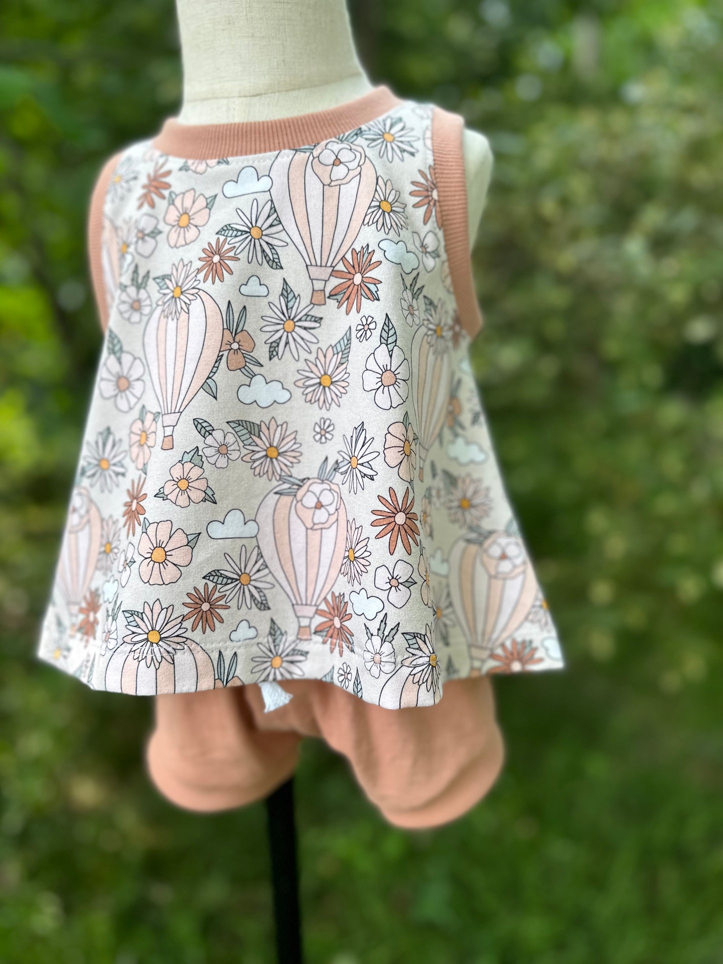 Organic Hot Air Balloon and Floral Tank and Matching Shorts