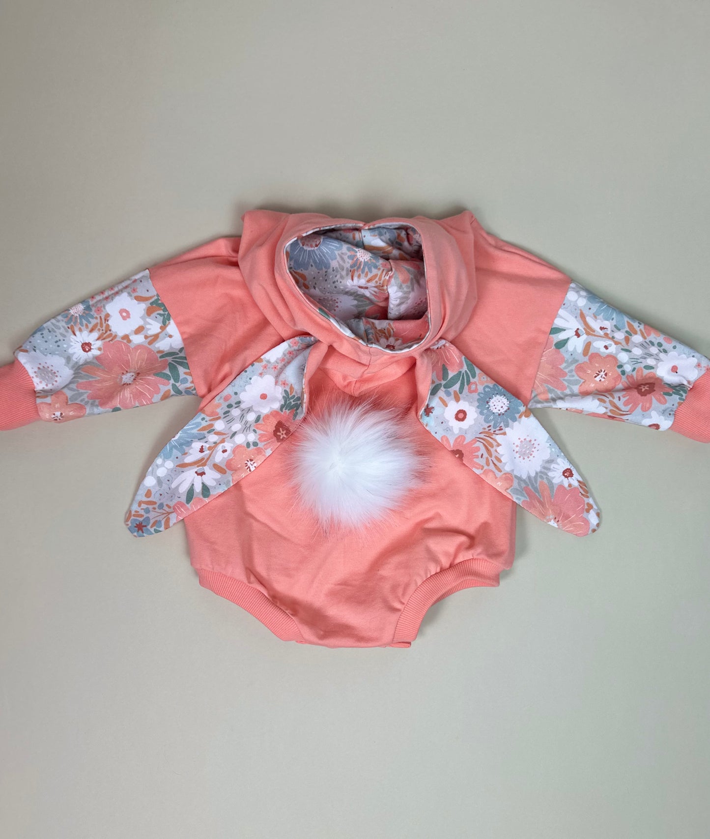 Organic Coral Oversized Bunny Romper