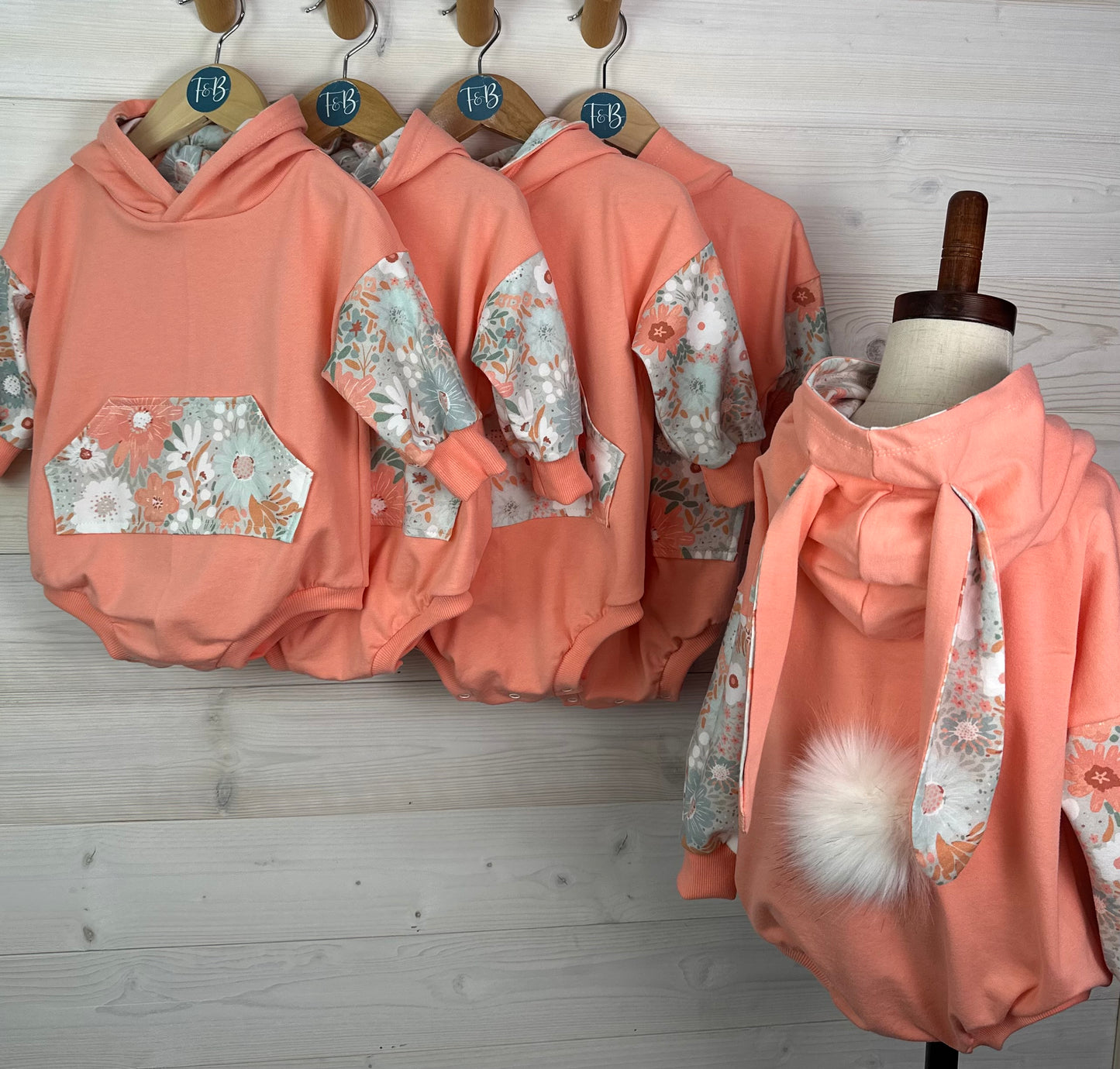 Organic Coral Oversized Bunny Romper