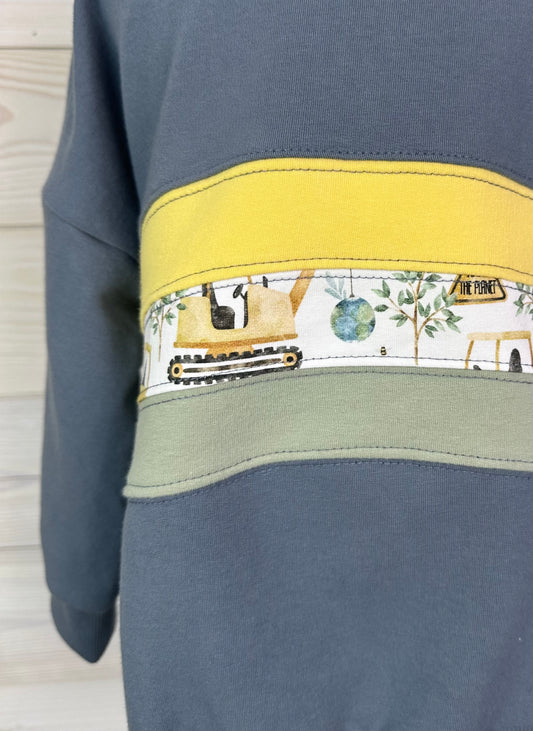 Organic Cotton Construction Striped Sweatshirt