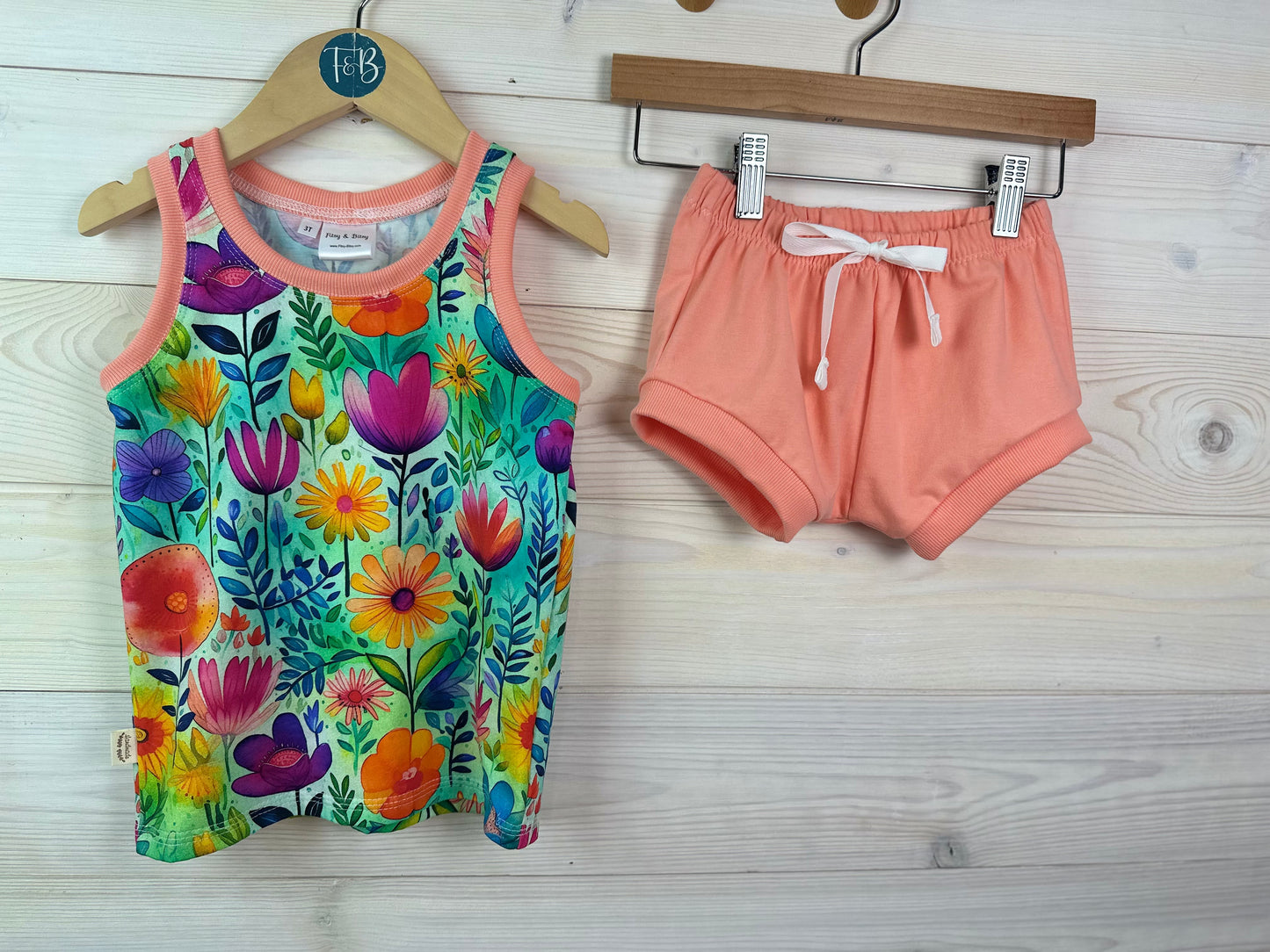 Organic Folk Floral Tank/Short Set