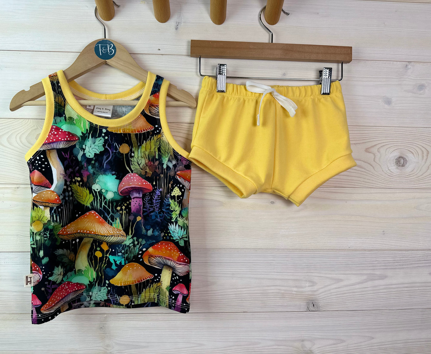 Organic Inky Mushroom Tank/Short Set