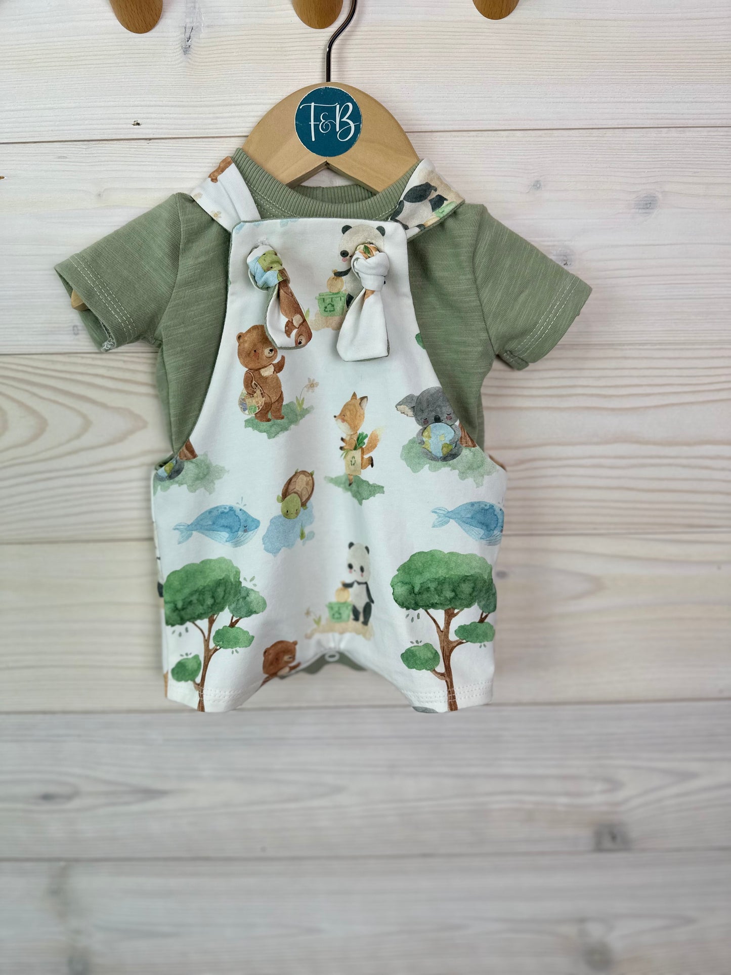 Organic Recycling Animals Overall and Tee Set