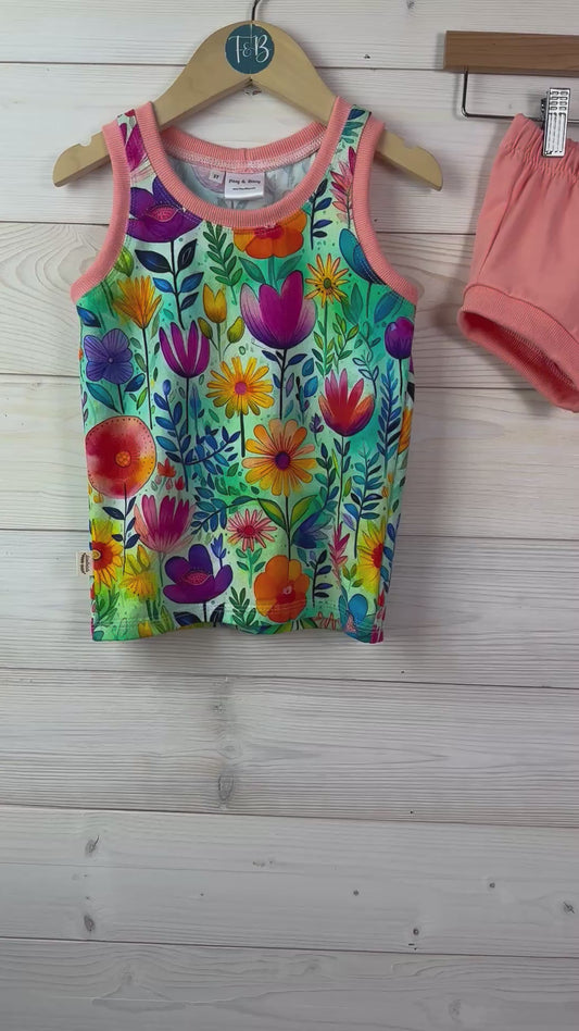Organic Folk Floral Tank/Short Set