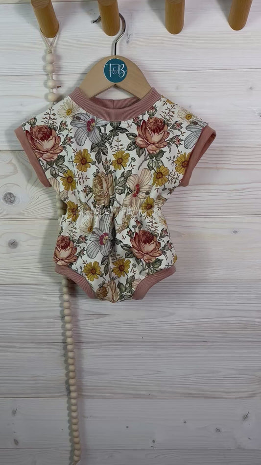 Organic Floral Cinch Waist Romper