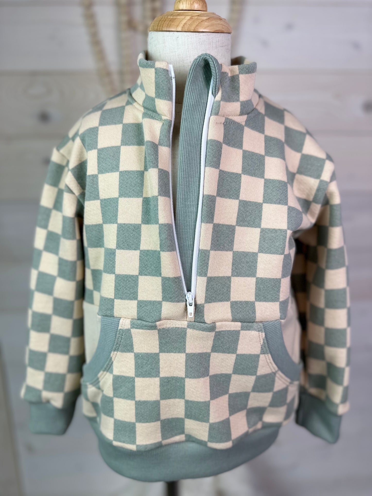Half-Zip Checkered Sweatshirt