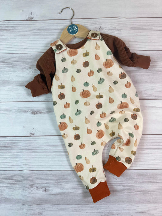 Little Pumpkin Romper with Matching Waffle Top