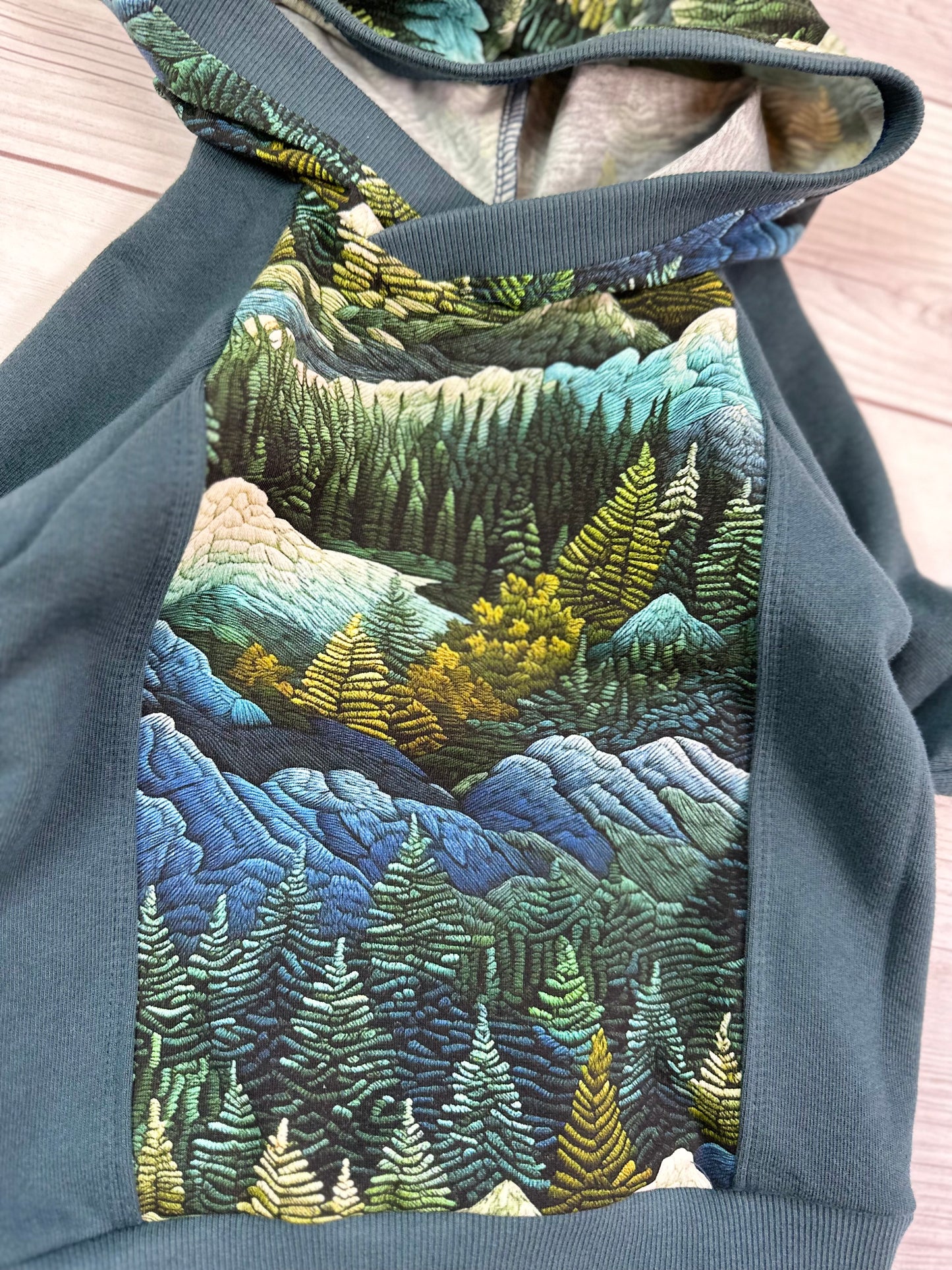 Organic Faux Embroidered Mountain Hoodie