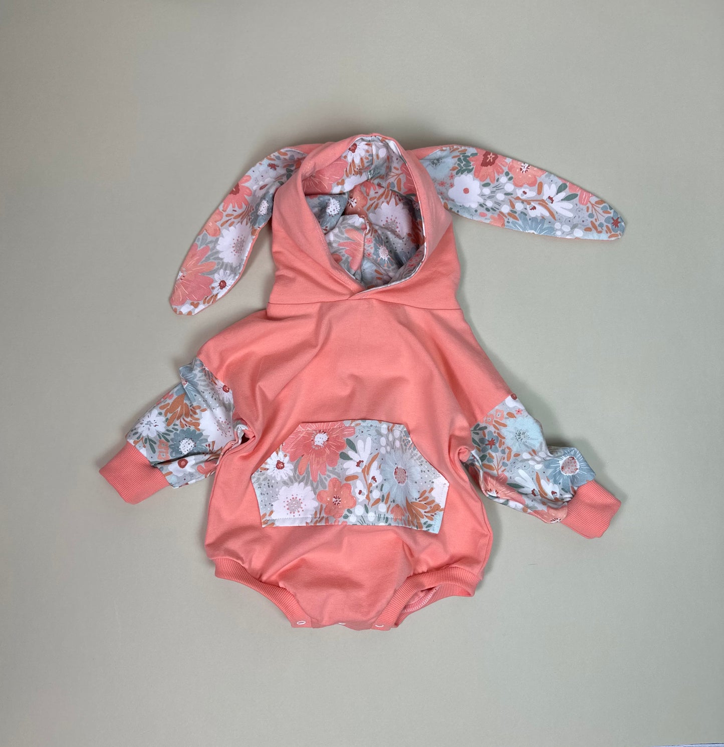 Organic Coral Oversized Bunny Romper