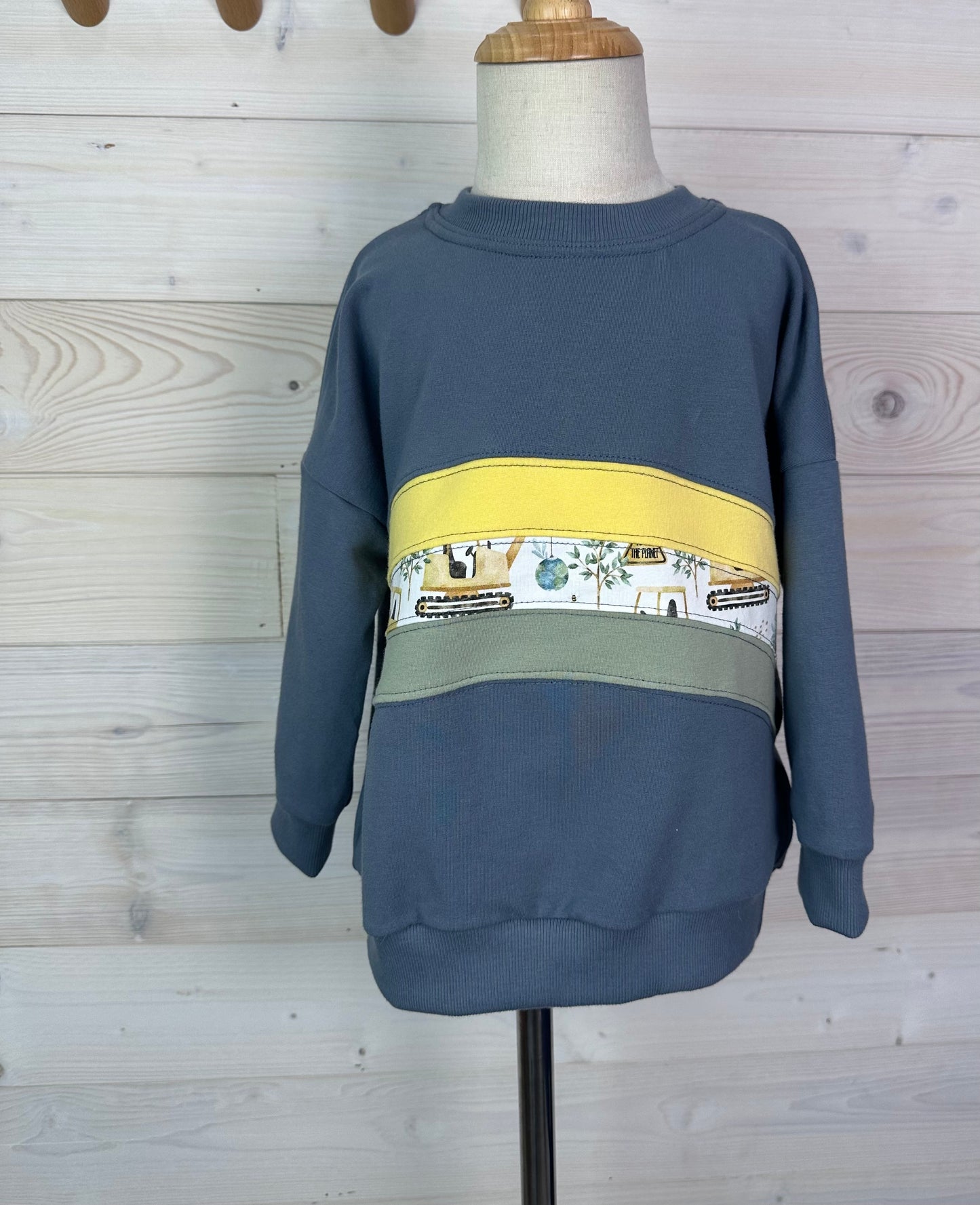 Organic Cotton Construction Striped Sweatshirt