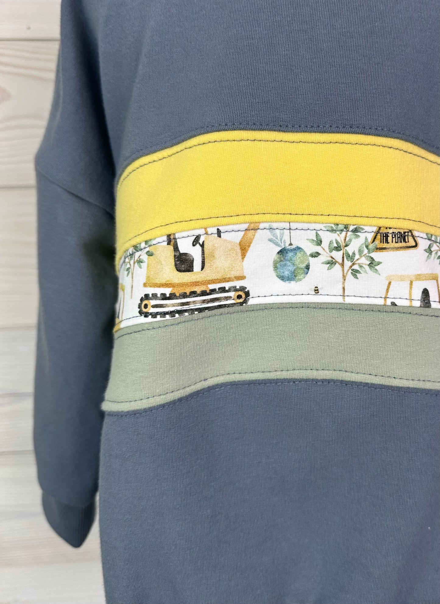 Organic Cotton Construction Striped Sweatshirt