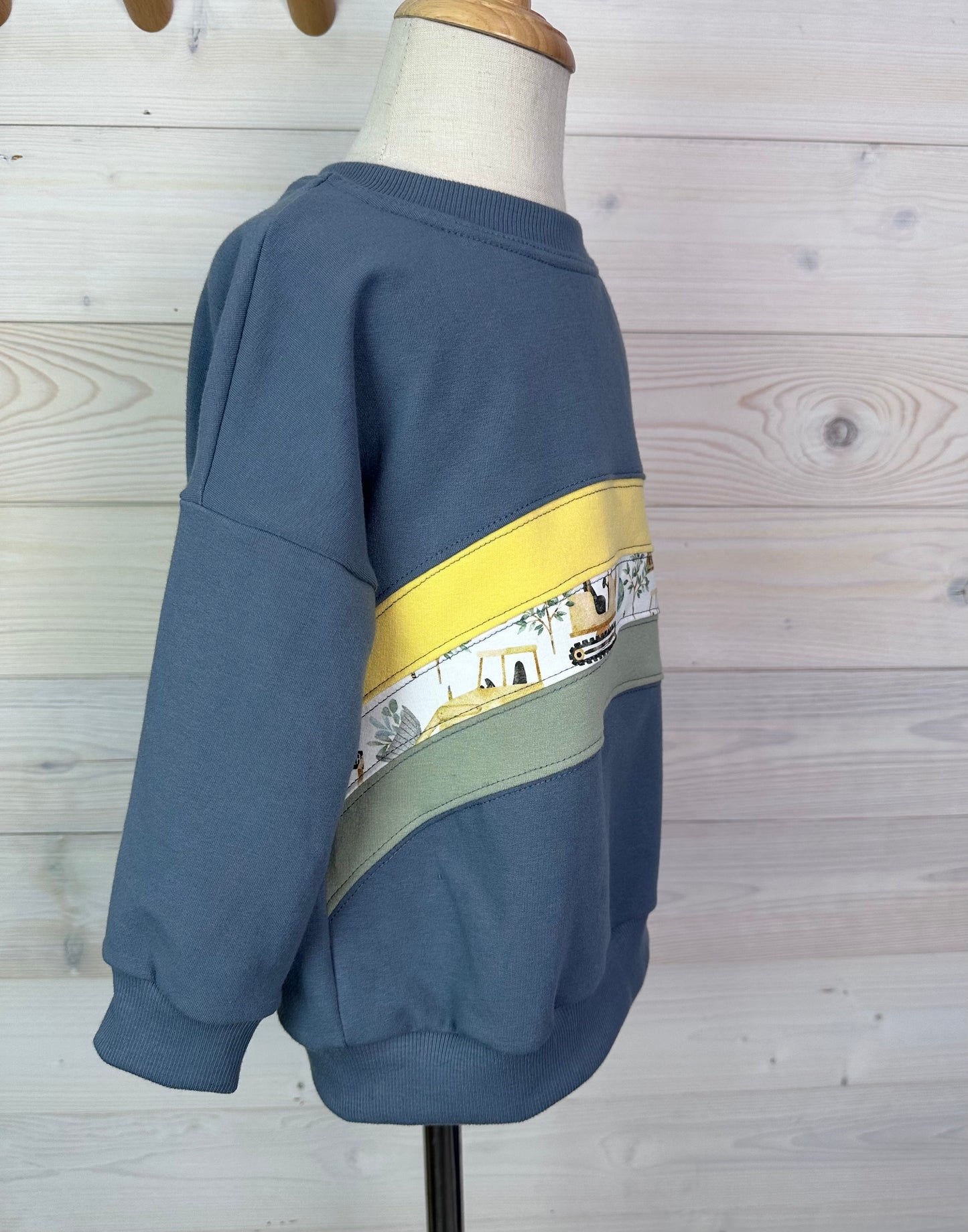 Organic Cotton Construction Striped Sweatshirt