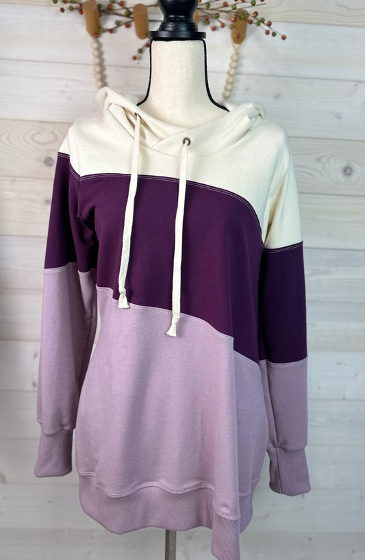 Ladies Purple Color-Block Organic Hoodie