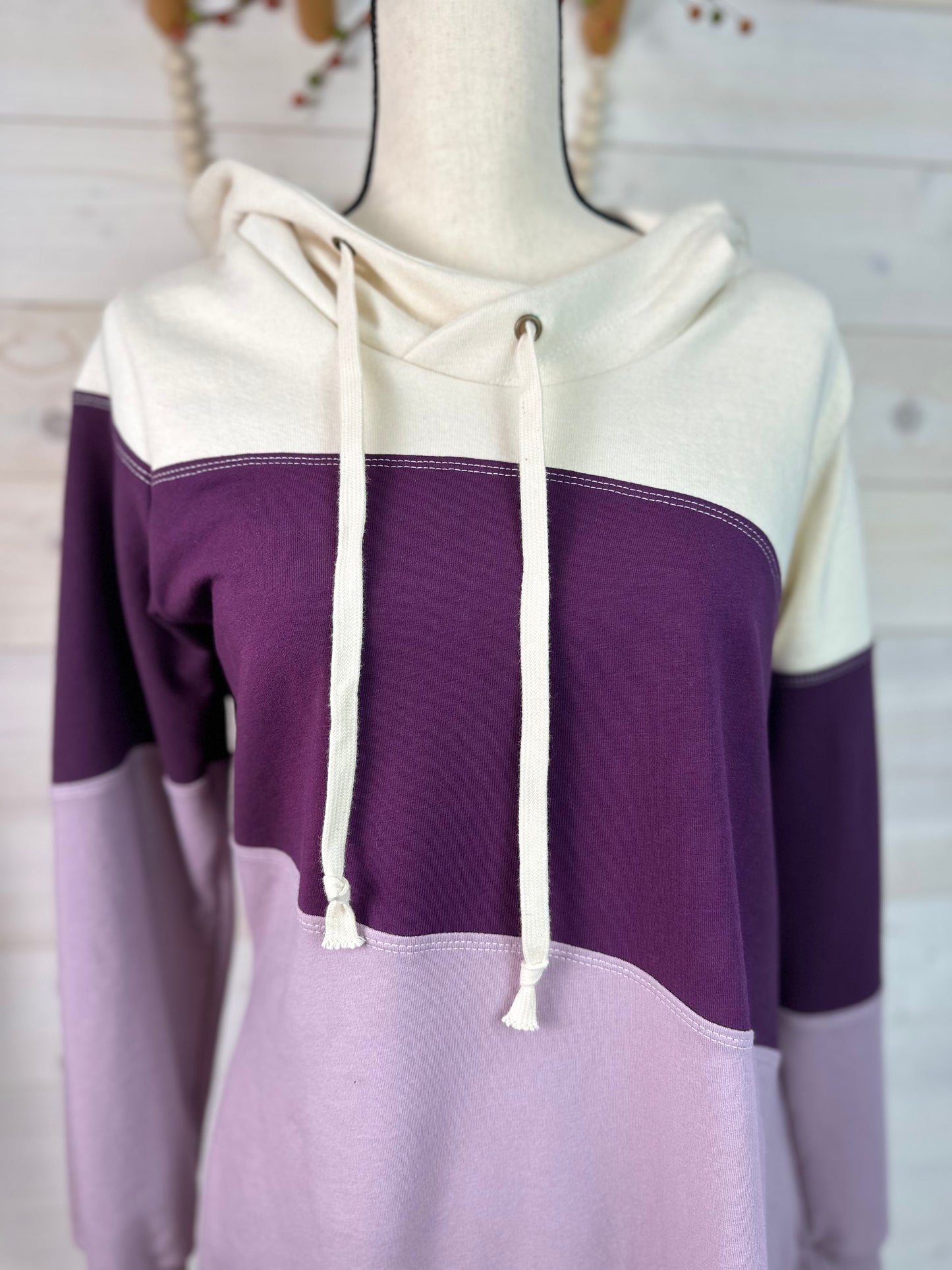 Ladies Purple Color-Block Organic Hoodie