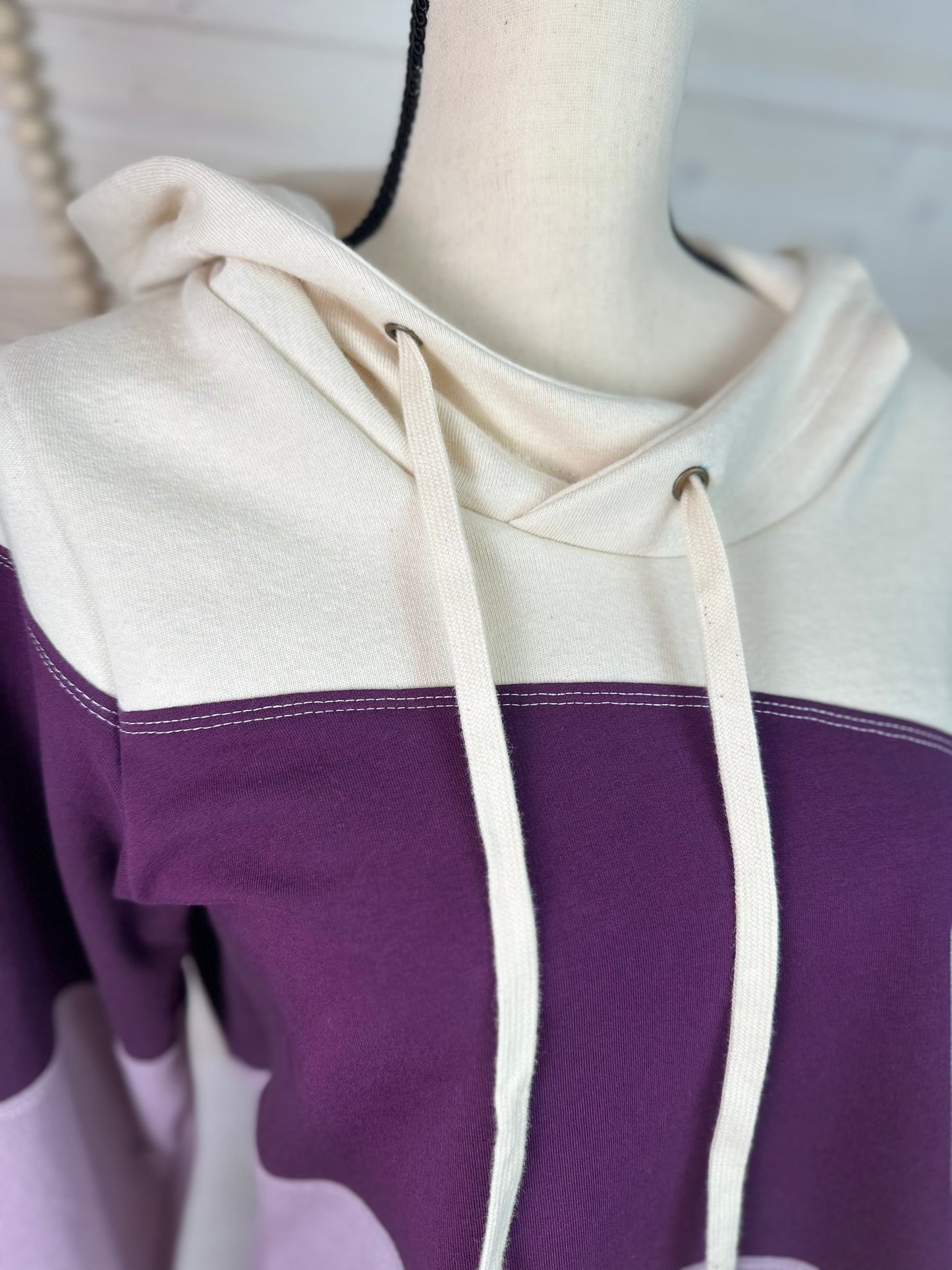 Ladies Purple Color-Block Organic Hoodie