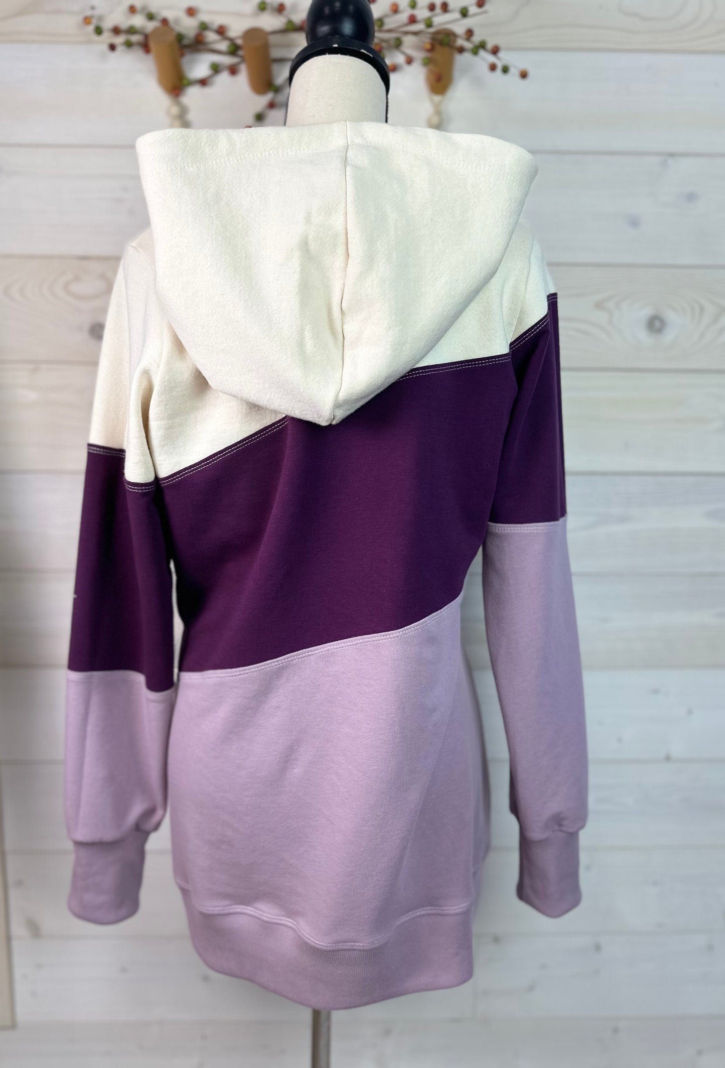 Ladies Purple Color-Block Organic Hoodie