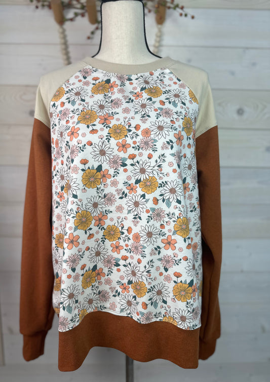 Ladies Boho Floral Pullover