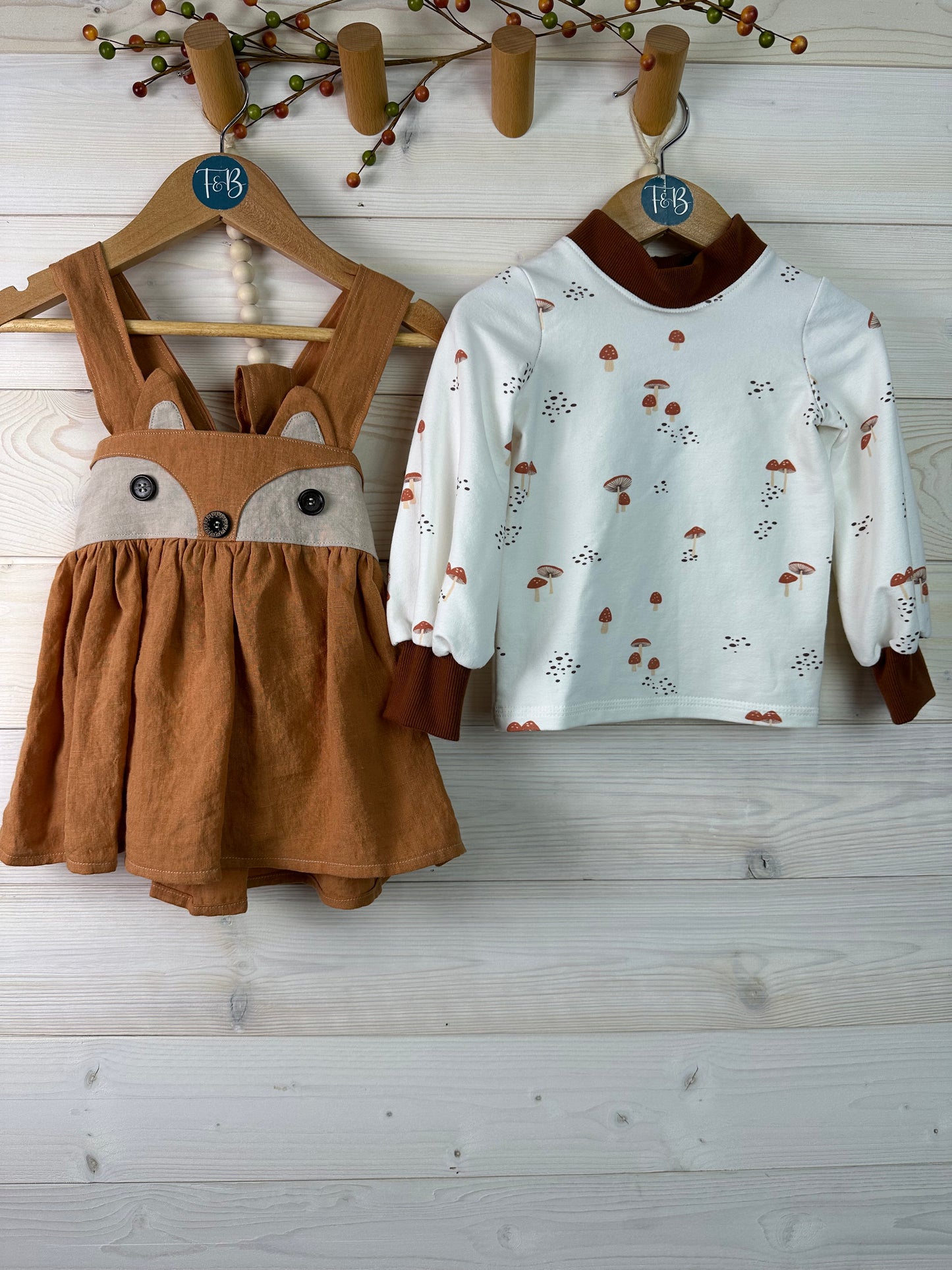 18 month Fox Suspender Skirt and Matching Sweater