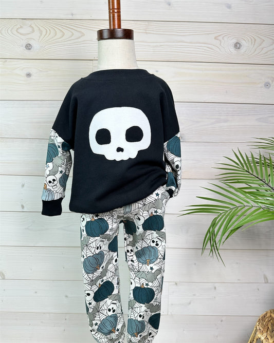 Organic Halloween Outfit Set – Sweatshirt & Printed Pants