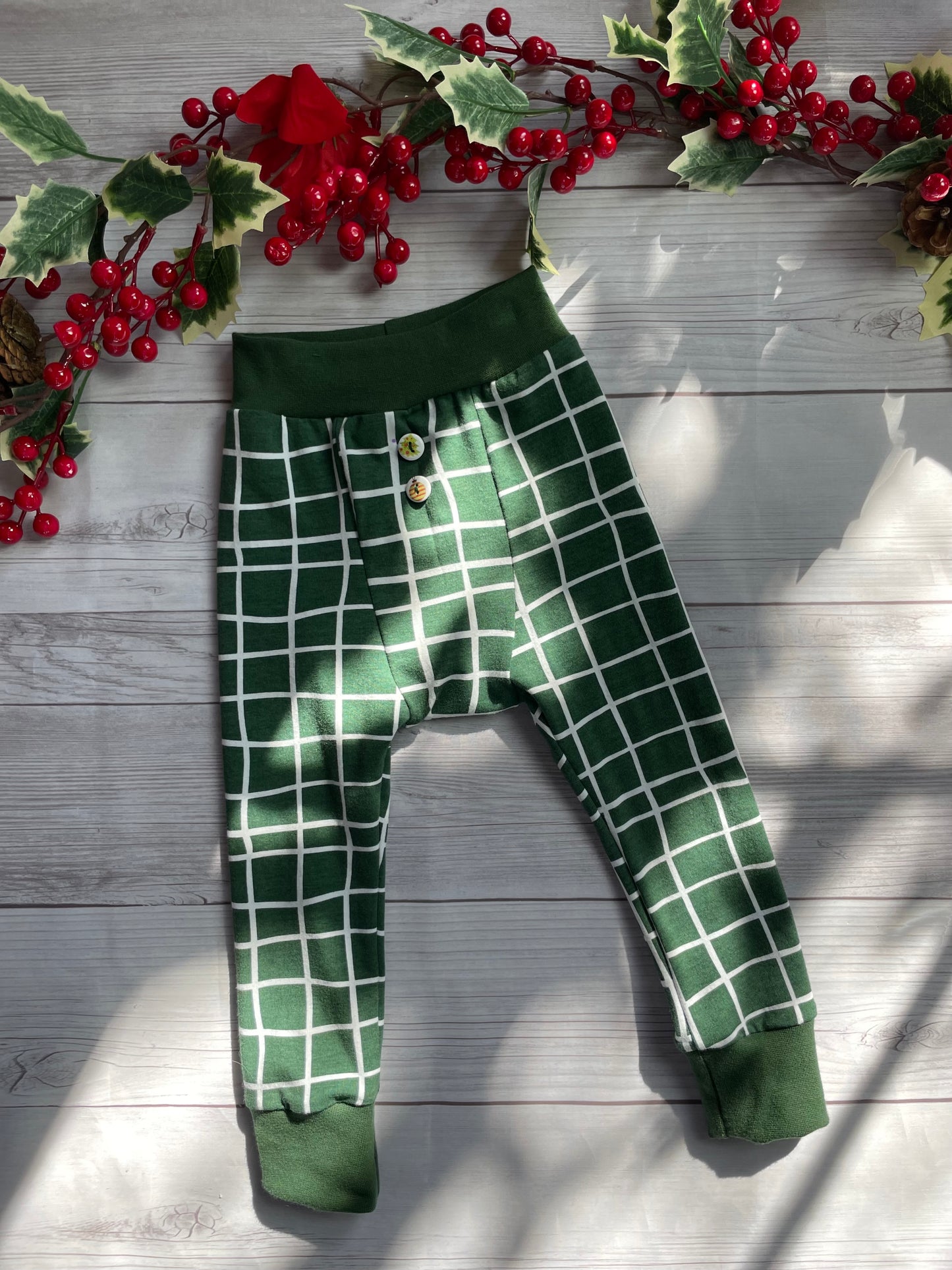 Organic Forest Green Grid Lounge Pants