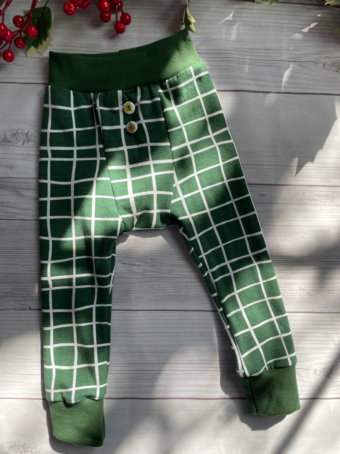 Organic Forest Green Grid Lounge Pants