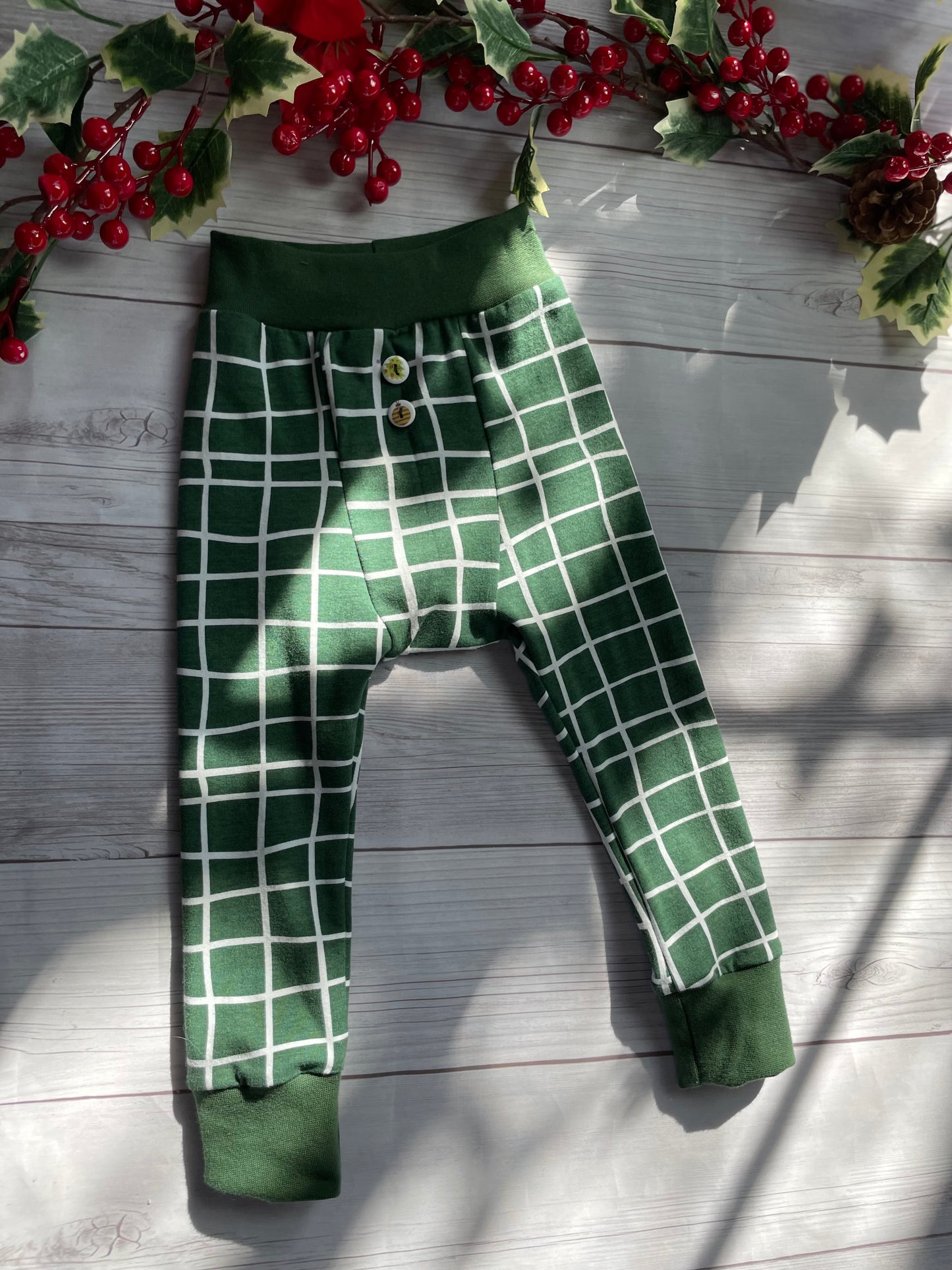 Organic Forest Green Grid Lounge Pants