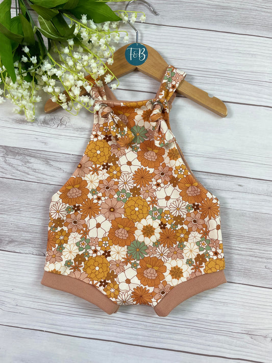 Organic Bohemian Floral Shortie Overall