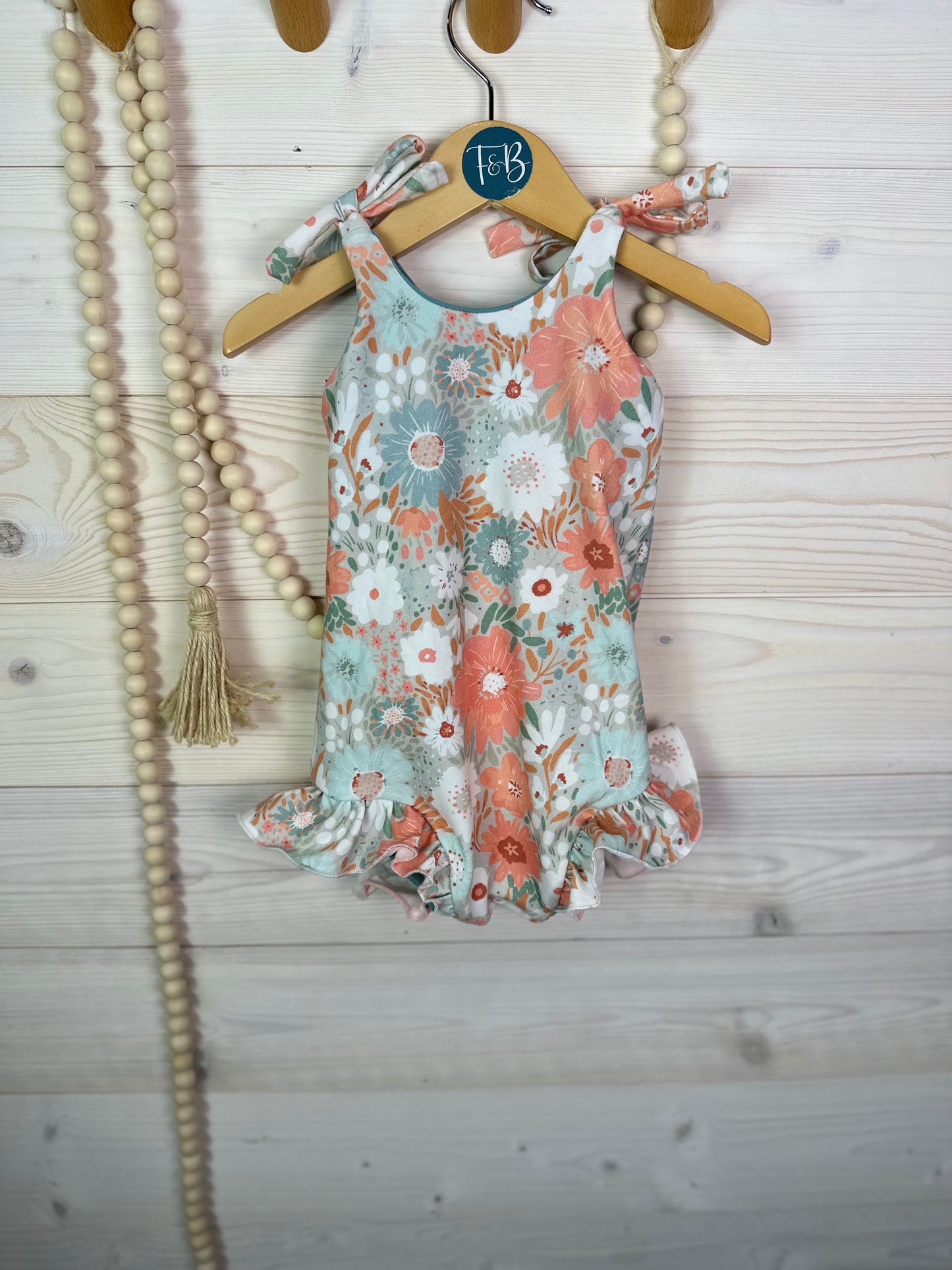 Floral Bubble Romper with Ruffles